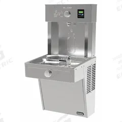 ELKAY Drinking Fountain with Bottle Filler: On-Wall, 38 13/16 in Ht, 18 in Dp, 18 5/8 in Overall Wd (MPN VRC8WSK). Key specifications — Housing Color: Gray; Brand: ELKAY; Vandal Resistant: Vandal Resistant; Housing Material: Stainless Steel; Refrigeration: Non-Refrigerated.