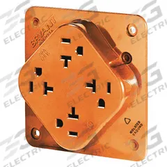 BRYANT Receptacle: Quad, 5-20, Orange, 125V AC, 20 A, 2 Pole / 3 Wire (MPN 21254IGO)