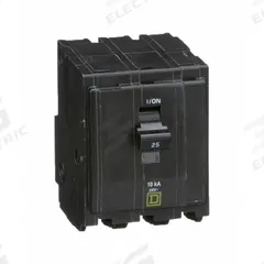 SQUARE D Miniature Circuit Breaker: 25 A, 120/240V AC, Three Phase, 10kA at 120/240V AC, 3 Poles (MPN QO325). Key specifications — Phase: Three; Amps: 25 A; AC Voltage Rating: 120/240V AC; Max. AIR Rating: 10kA at 120/240V AC; For Use With: QO Load Centers and NQ Panelboards; Brand: SQUARE D.