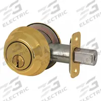 MASTER LOCK Deadbolt Lock: Cylindrical, 1 3/8 in Door Thick - Max, Brass (MPN DSH0703KA4). Key specifications — ADA Compliant: No; Brand: MASTER LOCK; Finish: Bright Brass-Plated, Clear Coated; Keyway Type: KW1; Ligature Resistance: Not Ligature-Resistant.