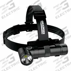 GRAINGER Rechargeable Headlamp: Rechargeable, 2,000 lm Max. Brightness, 200 hr Max Run Time, Black (MPN 797NT8). Key specifications — attr1391544: USB Type-C Cord; attr1391546: GRAINGER; attr1440309: Includes Rechargeable.