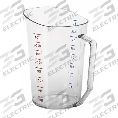 CAMBRO Polycarbonate Measuring Cup: Dry/Liquid, 4 qt Capacity, Polycarbonate, Clear - Plastic Measuring Cups