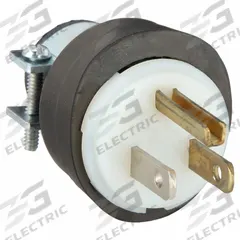 HUBBELL Straight Blade Plug: 5-15P, 125V AC, 15 A, 2 Pole, 3 Blade, Black (MPN HBL5921)