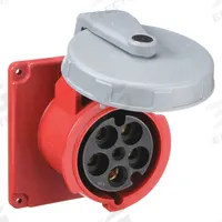 HUBBELL Pin and Sleeve Receptacle: Red, 200/346 to 240/415V AC, Three Phase, 100 A_125 A, 4 Pole (MPN HBL5100R6WP). Key specifications — Brand: HUBBELL.