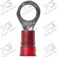3M Ring Terminal: Red, Nylon Insulation, 5/16 in Stud Size, 8 AWG to 8 AWG Wire Sizes, 1,000 V (MPN MN8-516RK). Key specifications — attr1308027: 3M.
