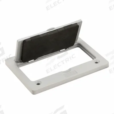 HUBBELL WIRING DEVICE-KELLEMS Floor Box Cover: Rectangular, Gray, ABS - Nonmetallic Electrical Floor Box Covers