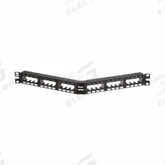 Patch Panel: 1 Rack Units, 24 Ports, Angled, Adhesive Label/Front Numbered, Unshielded, Rear Access (MPN CPPA24FMWBLY). Key specifications — Brand: PANDUIT; Compatible Adapter Type: Panduit Mini-Com Modules; Material: Steel; _Access Type: Rear Access; _Port Labeling: Adhesive Label; _Series: Mini-Com; _Shielded: Unshielded.