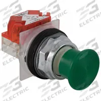 SCHNEIDER Mushroom Head Push Button: Non-Illuminated, Mushroom Head Profile, Non-Metallic, 30 mm (MPN 9001KR24GH6). Key specifications — Brand: SCHNEIDER; Action: Momentary; Series: 9001K; Push Button Material Type: Non-Metallic.