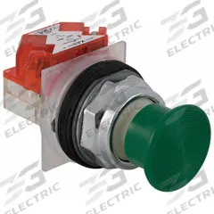 SCHNEIDER Mushroom Head Push Button: Non-Illuminated, Mushroom Head Profile, Non-Metallic, 30 mm (MPN 9001KR24GH6). Key specifications — Brand: SCHNEIDER; Action: Momentary; Series: 9001K; Push Button Material Type: Non-Metallic.