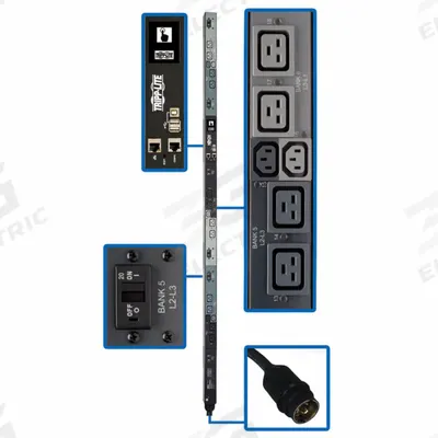 EATON TRIPP LITE PDU: Three-Phase, 208V AC, 18 Outlets, (12) C19/(6) C13 - Network-Enabled Monitored PDUs