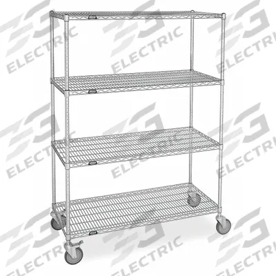 APPROVED VENDOR Wire Shelving Unit: 48 in x 24 in x 80 in, Dry, Split Sleeve, 4 Shelves - Mobile Wire Shelving for Dry Use