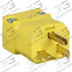 HUBBELL Straight Blade Plug: 5-20P, 125V AC, 20 A, 2 Pole, 3 Blade, Yellow (MPN HBL5364VY)
