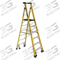 WERNER Podium Stepladder: 8 ft Ladder Size, Fiberglass, 375 lb Load Capacity, 42 lb Wt (MPN PD7306-4C). Key specifications — Brand: WERNER; Included Features: Guard Rail.