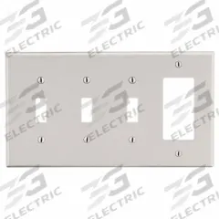 HUBBELL Wall Plate: Combo, 4 Gang, Almond, Std Size (MPN P326LA). Key specifications — Brand: HUBBELL; Material: Polycarbonate.