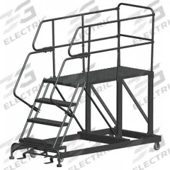 BALLYMORE Mobile Work Platform: 3.3 ft Platform Ht - Max, 36 in x 60 in, Steel, 800 lb Load Capacity (MPN SEP4-3660). Key specifications — Folding: Not Foldable; Mobility: Rolling; Brand: BALLYMORE; Color: Gray; Height Adjustability: Fixed Height; Includes Handrails: Handrails Included; Locking Mechanism: Foot-Activated Step Lock; Handrails: Includes Handrails.