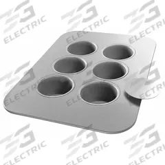 CHICAGO METALLIC Mini Cheesecake Pan: Aluminized Steel, 6 Slots, 11 1/8 in Overall Wd, 26 ga Gauge (MPN 21700). Key specifications — Pan Style: Mini-Cheesecake Pan; Brand: CHICAGO METALLIC; Color: Shiny Gray; Material: Aluminized Steel; NSF Certified: No; Number of Slots: 6.