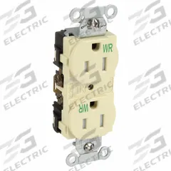 HUBBELL Receptacle: Duplex, 5-15, Ivory, 125V AC, 15 A, 2 Pole / 3 Wire (MPN BR15IWRTR)