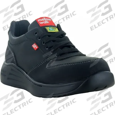 MELLOW WALK Oxford Shoe: Women's, Size 5 1/2, E, Black, Composite Toe Cap - Oxford-Style Safety-Toe Work Shoes