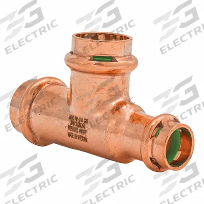 QUICKFITTING SUREPRESS Crimp Tee Fitting: 3/4 in CTS x 1/2 in CTS x 3/4 in CTS size - Plumbing Copper & Bronze Press Tube Fittings with Seal Window
