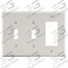 HUBBELL Wall Plate: Combo, 3 Gang, Almond, Midsize Size (MPN PJ226LA). Key specifications — Brand: HUBBELL; Material: Polycarbonate.