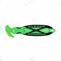 KLEVER Antimicrobial Safety Cutter: 7 in Overall Lg, Oval Handle, Rubberized, Steel, Green (MPN KCJ-XC-35X). Key specifications — attr307620: Green; attr307617: Oval; attr307618: Rubberized; attr307619: Steel; attr307627: Anti-Microbial; attr324885: KLEVER.