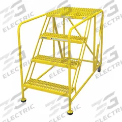 COTTERMAN Work Platform: 3.3 ft Platform Ht - Max, 24 in x 36 in, Steel, 800 lb Load Capacity (MPN 4WP2436A3B8AC2P6). Key specifications — Folding: Not Foldable; Mobility: Rolling; Components Included: Rubber Foot Pads; Use Location: Indoor; Brand: COTTERMAN; Color: Yellow; Height Adjustability: Fixed Height; Includes Handrails: Handrails Not Included.