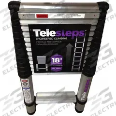TELESTEPS Telescoping Ladder: 15 ft Ladder Size, Aluminum, 300 lb Load Capacity, 32 lb Wt (MPN 1800EP). Key specifications — Brand: TELESTEPS; Color: Silver.