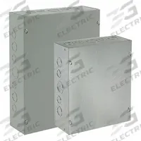 HOFFMAN Enclosure: Steel, 30 in x 30 in x 8 in, NEMA 1, Solid Cover, Screw On, Galvanized (MPN ASG30X30X8NK). Key specifications — Brand: HOFFMAN; Closure Method: Screws; Knockouts: Not Included.