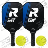 CHAMPION SPORTS Pickleball Paddle Set: Indoor/Outdoor, 2 Balls, Plastic, 4 3/4 in Handle Lg, Yellow (MPN EDGESET100). Key specifications — attr990971: Indoor; attr991582: CHAMPION SPORTS; attr990977: Pickleball Paddle Set; attr1008504: Black/Blue; attr1008508: Plywood.