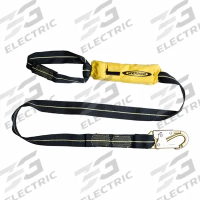 WERNER SoftCoil Arc Flash Lanyard: Arc-Flash Rated, Steel Snap Hook, Kevlar Web Loop - Positioning & Restraint Lanyards