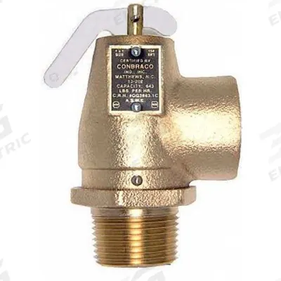 APOLLO Safety Relief Valve: MNPT x FNPT, 1 1/4 in x 1 1/2 in, 15 psi Max. Op Pressure - ASME Section IV Steam Pressure Relief Valves