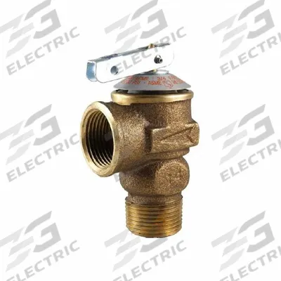 CASH ACME Pressure Relief Valve: MNPT x FNPT, 3/4 in x 3/4 in, Brass - ASME Section IV Hot Water Pressure Relief Valves