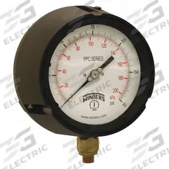 WINTERS Process Pressure Gauge: 0 psi to 30 psi, White, 4 1/2 in Dial, 1/4 in NPT Male, Bottom, PPC (MPN PPC5082-G-SG.). Key specifications — Brand: WINTERS; Pointer Color: Black; Accuracy: ±0.5%; Dial Color: White; Gauge Wetted Parts: Brass / Bronze; Case Material: Phenolic; Vibration Resistance Properties: Liquid-Filled; Pressure Range: 0 psi to 30 psi.