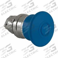 SCHNEIDER Mushroom Head Push Button: Blue, 22 mm Mounting Size, Metallic, Maintained (MPN ZB4BT6). Key specifications — Brand: SCHNEIDER; Action: Maintained; Series: XB4; Push Button Material Type: Metallic.