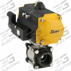 SHARPE Pneumatically Actuated Two-Way Ball Valve: 1/4 in Size, Carbon Steel, FNPT x FNPT (MPN 4353003780). Key specifications — Brand: SHARPE; Pilot Solenoid Voltage: Not Included.