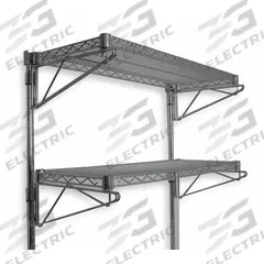 APPROVED VENDOR Wire Wall Shelf: 60 in x 18 in, 2 Shelves, 125 lb Load Capacity per Shelf, Direct (MPN 2HGE6). Key specifications — Mounting Mechanism: Direct; Material: Steel; Finish: Chrome; Color: Silver; Brand: APPROVED VENDOR.