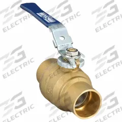 MILWAUKEE VALVE Manual Two-Way Ball Valve: 1 1/4 in, Brass, Straight, Sweat x Sweat, Two-Piece, Blue (MPN 1-1/4" BA-485BLL). Key specifications — Brand: MILWAUKEE VALVE; Handle: Locking Lever.