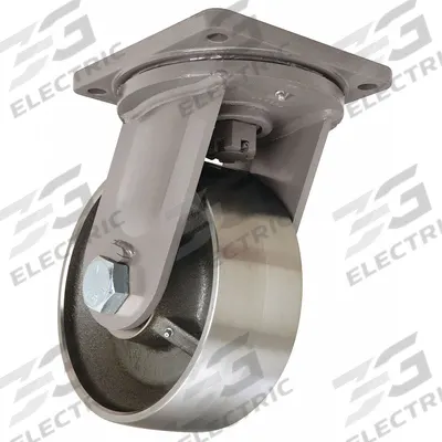 HAMILTON Plate Caster: Swivel, Face Brake, Steel, 10 in Wheel Dia, 4 in Wheel Wd - Extreme-Duty Plate Casters
