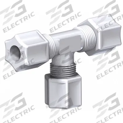 JACO Union Tee: 1/4 in OD x 1/4 in OD x 1/4 in OD Size, Nylon - General Purpose Nylon Compression Fittings