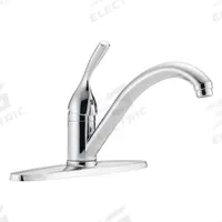 DELTA Low Arc Kitchen Faucet: Classic, Brass, Single-Post, Deck, 3 Mounting Holes, 1.8 gpm Flow Rate (MPN 100-DST). Key specifications — Series: Classic; Brand: DELTA.