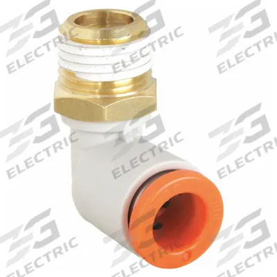 SMC Push-Fit Elbow Fitting: 1/4 in OD x 3/8 in Pipe Size, Push-to-Connect x MNPT - Polybutylene & Brass Tube Fittings