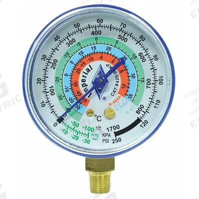 IMPERIAL Low Side Gauge: Low Side Gauge, 14.7 psi to 250 psi, Non-Liquid Filled - Analog Low Side Compound Pressure Gauges