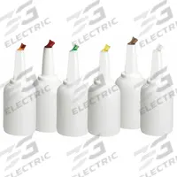 TABLECRAFT PRODUCTS COMPANY Container with Pourer: Brown/Green/Orange/Red/White/Yellow, Polyethylene (MPN 8128A). Key specifications — Material: Polyethylene; Color: White; Brand: TABLECRAFT PRODUCTS COMPANY; Includes: Cap.