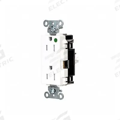 HUBBELL Receptacle: Hospital Grade, Decorator Duplex, 5-15R, White, 125V AC, 15 A - General Purpose Receptacles