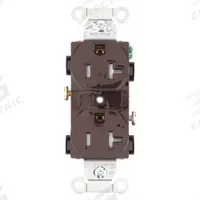 BRYANT Receptacle: Duplex, 5-20, Brown, 125V AC, 20 A, 2 Pole / 3 Wire (MPN CRS20TR)