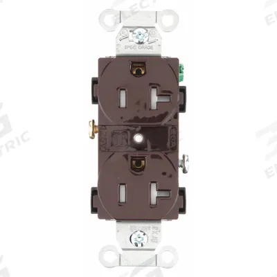 BRYANT Receptacle: Duplex, 5-20, Brown, 125V AC, 20 A, 2 Pole / 3 Wire (MPN CRS20TR) - General Purpose Receptacles
