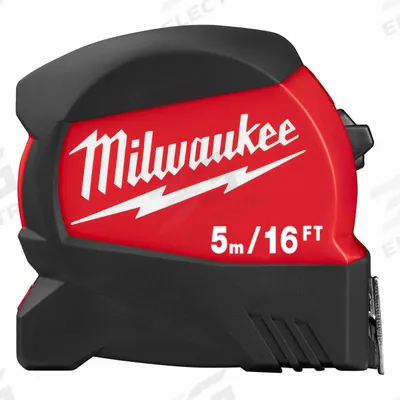 MILWAUKEE Tape Measure: Nonmagnetic Single Hook Tip, 16 ft / 5 m - Inch & Metric Tape Measures