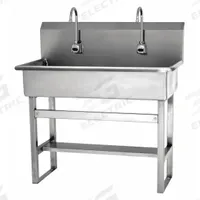 SANI-LAV Wash Station: 45 in Overall Ht, 37 in Bowl Lg, 8 in Bowl Dp, 0.5 gpm Flow Rate, Sensor (MPN 54FBL-0.5). Key specifications — Includes Side Splash: Side Splash Not Included; Power Source: Battery Powered; Brand: SANI-LAV.