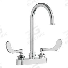 CHICAGO FAUCETS Gooseneck Kitchen/Bathroom Faucet: 895, Cast Brass, Centerset, Deck, Polished Chrome (MPN 895-317GN2FCAB). Key specifications — Series: 895; Brand: CHICAGO FAUCETS.