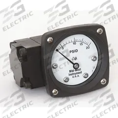 MIDWEST INSTRUMENT Differential Pressure Gauge: Back, 1/4 in NPT Female, ±3-2-3% Gauge Accuracy, 142 (MPN 142-AA-00-OO-20P). Key specifications — Sensor Type: Diaphragm; Series: 142; Housing Material: Aluminum; Certificate of Calibration: Not Included; Gauge Accuracy: ±3-2-3%.